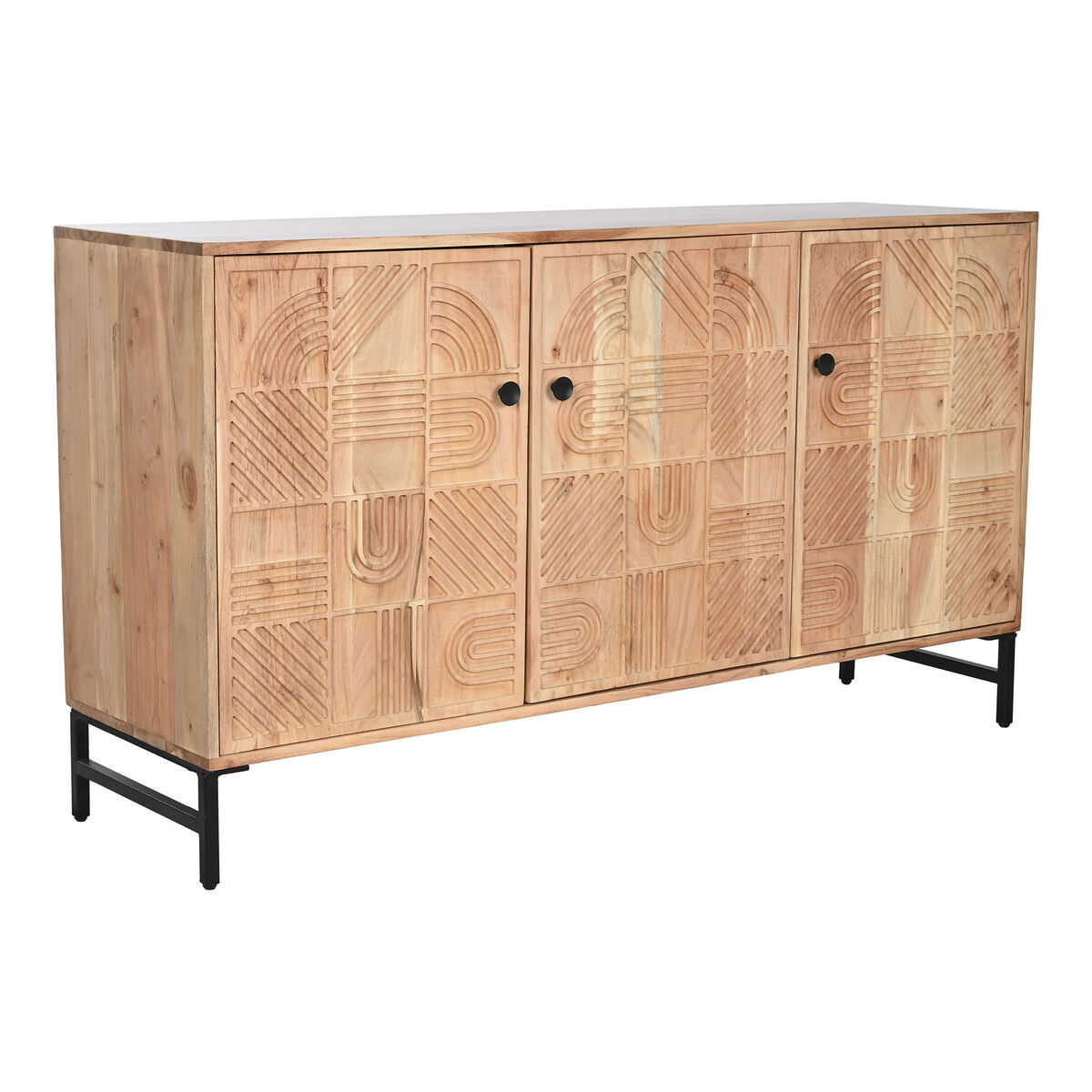 Skænk Home ESPRIT Brun Sort Metal Akacie 145 x 40 x 80 cm